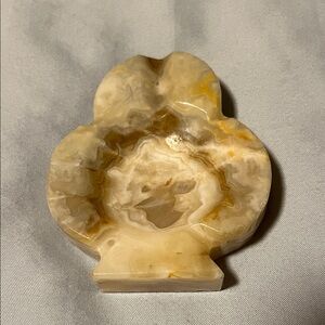 ASHTRAY TRINKET DISH GENUINE ONXY HAND CARVED IN MEXICO CLUB SHAPED PLAYING CARD